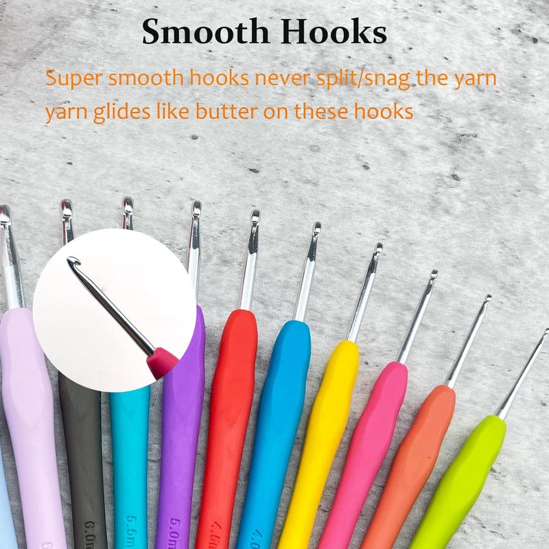 Mdoker Size I/9(5.5mm) Crochet Hook,Extra Long Crochet Hooks for Arthritic Hands,Ergonomic Grip Soft Handles for Beginners and Experiecced Crochet Lover,Comfortable/Easy to Use - Image 3